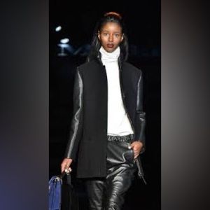 Mackage azel leather & wool coat